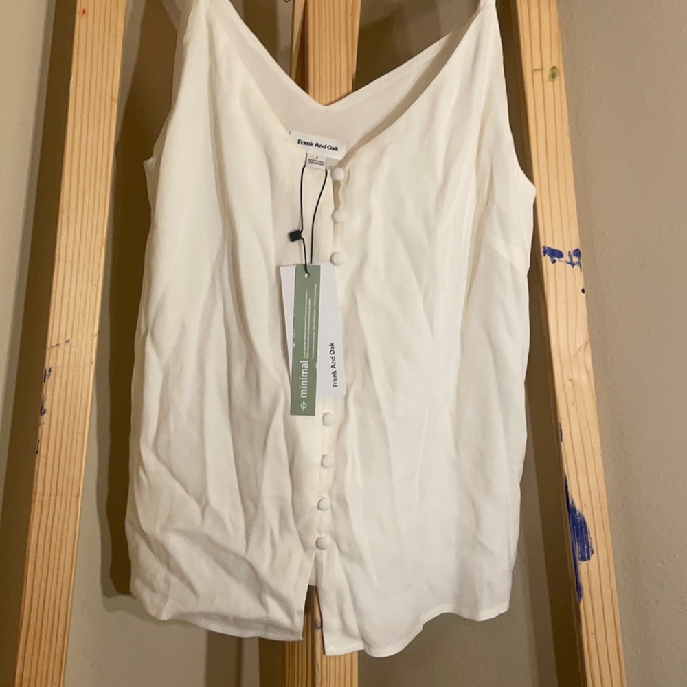 Frank And Oak off white polyester spaghetti top